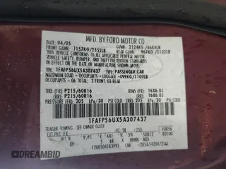 2005 Ford Taurus SEL with VIN 1FAFP56UX5A307437, listed as a Copart auction lot 88529935 with 199,508 mi miles and Salvage Title. Bid and sale history available at DreamBid. Image 14.