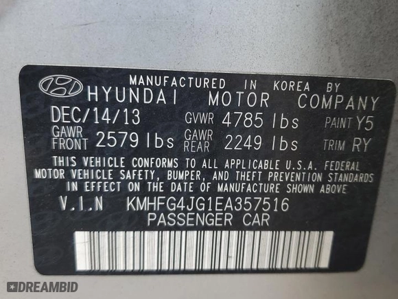 2014 Hyundai Azera with VIN KMHFG4JG1EA357516, listed as a Copart auction lot 73840204 with 170,249 mi miles and Clean Title. Bid and sale history available at carsss.com. Image 12.