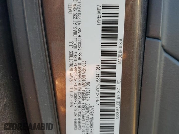 2008 Subaru Tribeca Limited с VIN 4S4WX92D584411954, выставлен на аукционе Copart как лот 76389754 с пробегом 141 318 миль миль и Списание • Salvage title. История ставок и продаж доступна на DreamBid. Изображение 15.