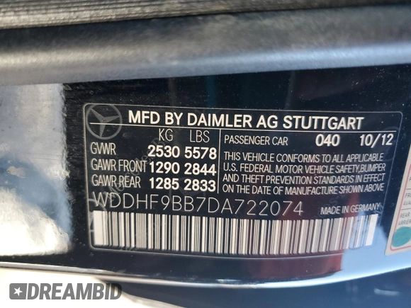 2013 Mercedes-Benz E 550 Sport z VIN WDDHF9BB7DA722074, wystawiony jako Copart lot #83458924 z przebiegiem 159 755 mil mil oraz Szkoda całkowita • Salvage title. Historia ofert i sprzedaży dostępna na DreamBid. Obrazek 12.
