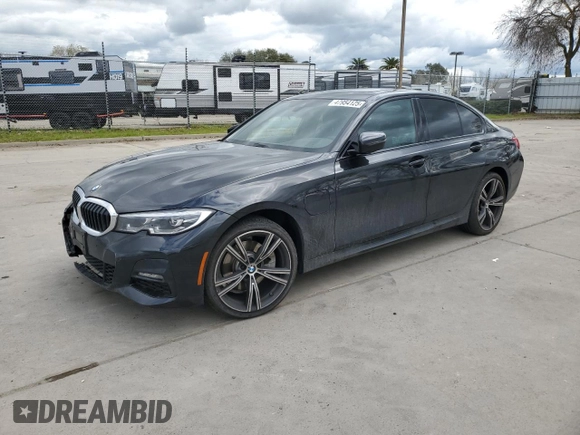 2021 BMW 3 Series 330e with VIN 3MW5P7J09M8B59312, listed as a Copart auction lot 47954125 with 0 mi miles and Salvage Title. Bid and sale history available at carsss.com. Image 1.
