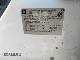 2013 GMC Terrain SLT with VIN 2GKALUEK1D6319681, listed as a IAAI auction lot 42590382 with 172,711 mi miles and . Bid and sale history available at DreamBid. Image 9.