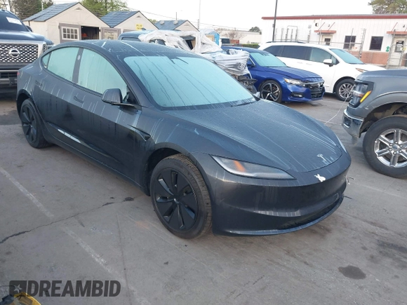 2025 Tesla Model 3 Long Range with VIN 5YJ3E1EA1SF877851, listed as a IAAI auction lot 41917772 with 2,313 mi miles and . Bid and sale history available at carsss.com. Image 1.