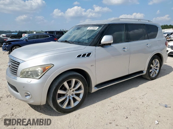 2014 Infiniti QX80 z VIN JN8AZ2NF6E9555206, wystawiony jako Copart lot #58139605 z przebiegiem 171 588 mil mil oraz Czysty tytuł • Clean title. Historia ofert i sprzedaży dostępna na DreamBid. Obrazek 1.