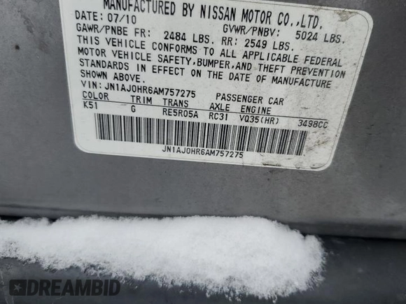 2010 Infiniti EX Journey with VIN JN1AJ0HR6AM757275, listed as a Copart auction lot 87466554 with 229,764 mi miles and Salvage Title. Bid and sale history available at DreamBid. Image 14.