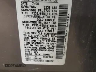 2009 Nissan Murano S with VIN JN8AZ18WX9W145005, listed as a Copart auction lot 54900095 with 188,507 mi miles and Clean Title. Bid and sale history available at carsss.com. Image 13.