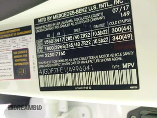 2018 Mercedes-Benz GLS 63 AMG с VIN 4JGDF7FE1JA996041, выставлен на аукционе IAAI как лот 40910494 с пробегом 69 159 миль миль и . История ставок и продаж доступна на DreamBid. Изображение 9.