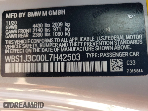 2020 BMW M2 z VIN WBS1J3C00L7H42503, wystawiony jako Copart lot #46033595 z przebiegiem 37 656 mil mil oraz Szkoda całkowita • Salvage title. Historia ofert i sprzedaży dostępna na DreamBid. Obrazek 12.