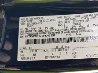 2018 Ford F-150 XL z VIN 1FTFW1E17JFC43352, wystawiony jako IAAI lot #42376594 z przebiegiem Nie podano mil oraz . Historia ofert i sprzedaży dostępna na DreamBid. Obrazek 9.