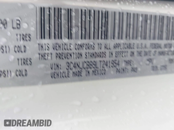 2020 Jeep Compass Latitude with VIN 3C4NJCBB9LT241954, listed as a IAAI auction lot 41355145 with Not Provided miles and . Bid and sale history available at carsss.com. Image 15.