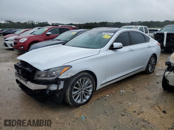 2017 Genesis G80 3.8L with VIN KMHGN4JE6HU177749, listed as a Copart auction lot 80256434 with 90,191 mi miles and Salvage Title. Bid and sale history available at DreamBid. Image 1.