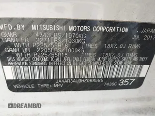 2017 Mitsubishi Outlander Sport ES 2.0 with VIN JA4AR3AU9HZ068585, listed as a IAAI auction lot 41914883 with 173,378 mi miles. Bid and sale history available at carsss.com. Image 9.