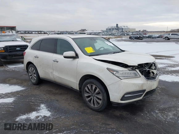 2014 Acura MDX Tech Pkg with VIN 5FRYD4H41EB011604, listed as a IAAI auction lot 41492753 with 123,229 mi miles. Bid and sale history available at carsss.com. Image 1.