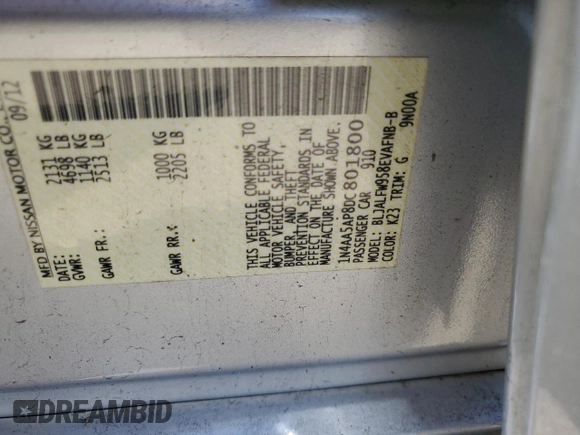 2013 Nissan Maxima SV with VIN 1N4AA5AP8DC801800, listed as a Copart auction lot 63450925 with 222,105 mi miles and Salvage title. Bid and sale history available at DreamBid. Image 12.