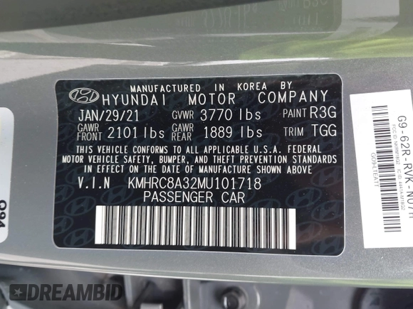 2021 Hyundai Venue SEL z VIN KMHRC8A32MU101718, wystawiony jako IAAI lot #42249456 z przebiegiem 36 800 mil mil oraz . Historia ofert i sprzedaży dostępna na DreamBid. Obrazek 9.