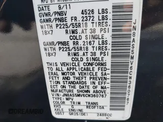 2012 Nissan Rogue S with VIN JN8AS5MV6CW360767, listed as a IAAI auction lot 42689563 with 127,915 mi miles and . Bid and sale history available at DreamBid. Image 9.