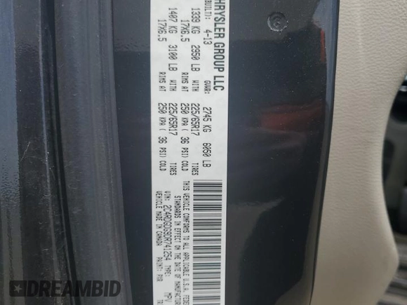 2013 Dodge Grand Caravan Crew with VIN 2C4RDGDG9DR741254, listed as a Copart auction lot 53121095 with 227,243 mi miles and Clean Title. Bid and sale history available at DreamBid. Image 13.