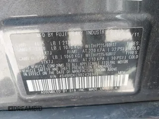 2011 Subaru Outback Limited Power Moon с VIN 4S4BRDKC9B2426902, выставлен на аукционе IAAI как лот 42431912 с пробегом 94 948 миль миль и . История ставок и продаж доступна на DreamBid. Изображение 9.