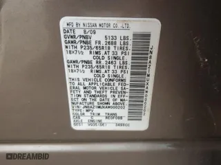 2010 Nissan Murano S with VIN JN8AZ1MUXAW000202, listed as a Copart auction lot 47123175 with 50,469 mi miles and Salvage Title. Bid and sale history available at carsss.com. Image 14.