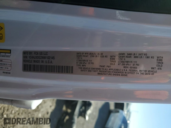 2022 Jeep Wrangler Unlimited High Tide with VIN 1C4HJXDG2NW102145, listed as a Copart auction lot 41407225 with 43,921 mi miles and Salvage Title. Bid and sale history available at DreamBid. Image 14.