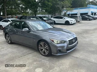 2018 Infiniti Q50 Luxe z VIN JN1EV7AP4JM355648, wystawiony jako Copart lot #60669445 z przebiegiem 92 335 mil mil oraz Czysty tytuł • Clean title. Historia ofert i sprzedaży dostępna na DreamBid. Obrazek 1.