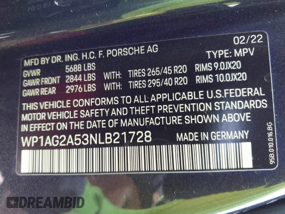 2022 Porsche Macan S z VIN WP1AG2A53NLB21728, wystawiony jako IAAI lot #42181697 z przebiegiem 30 363 mil mil oraz . Historia ofert i sprzedaży dostępna na DreamBid. Obrazek 9.
