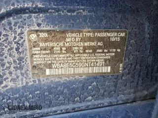 2016 BMW 3 Series 320i xDrive with VIN WBA8E5G59GNT41491, listed as a Copart auction lot 48753615 with 127,305 mi miles and Salvage Title. Bid and sale history available at carsss.com. Image 14.
