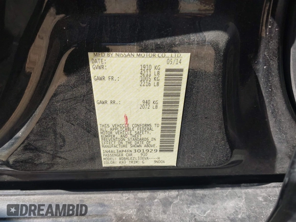 2015 Nissan Altima S with VIN 1N4AL3AP4FN301929, listed as a IAAI auction lot 42149690 with 212,706 mi miles and . Bid and sale history available at DreamBid. Image 9.