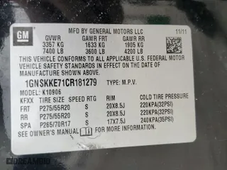 2012 Chevrolet Suburban LTZ with VIN 1GNSKKE71CR181279, listed as a Copart auction lot 46655645 with 178,183 mi miles and Salvage Title. Bid and sale history available at carsss.com. Image 15.