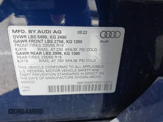 2022 Audi Q5 S line Premium Plus with VIN WA1EAAFY3N2118376, listed as a IAAI auction lot 42042234 with 25,509 mi miles and . Bid and sale history available at DreamBid. Image 9.