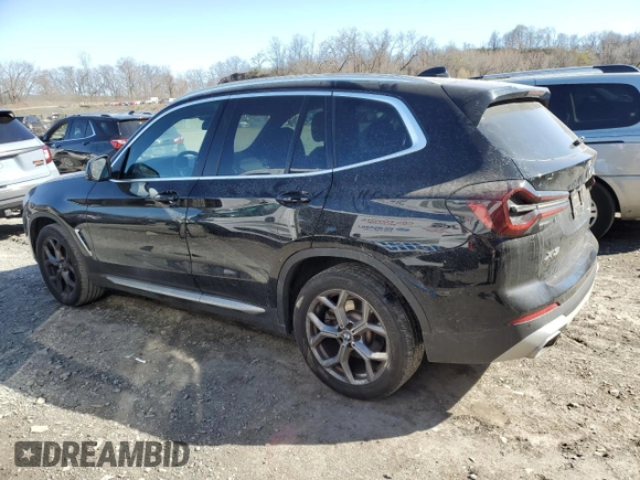2023 BMW X3 xDrive30i with VIN 5UX53DP04P9R28571, listed as a Copart auction lot 52360395 with 28,358 mi miles and Salvage Title. Bid and sale history available at DreamBid. Image 2.
