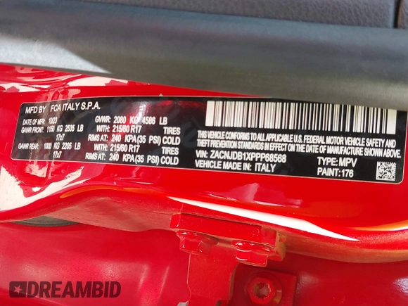 2023 Jeep Renegade Latitude z VIN ZACNJDB1XPPP68568, wystawiony jako IAAI lot #42543048 z przebiegiem 43 764 mil mil oraz . Historia ofert i sprzedaży dostępna na DreamBid. Obrazek 9.