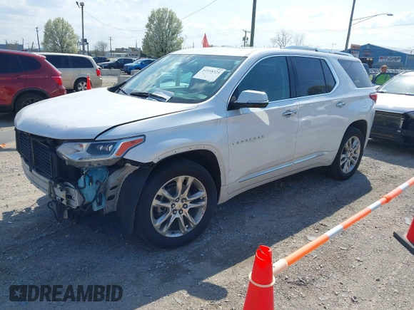 2018 Chevrolet Traverse High Country with VIN 1GNEVKKW9JJ111962, listed as a IAAI auction lot 42118324 with 104,311 mi miles and . Bid and sale history available at DreamBid. Image 2.