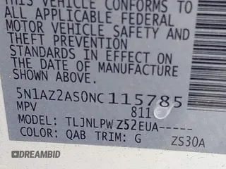2022 Nissan Murano S z VIN 5N1AZ2AS0NC115785, wystawiony jako IAAI lot #42055354 z przebiegiem 38 536 mil mil oraz . Historia ofert i sprzedaży dostępna na DreamBid. Obrazek 9.
