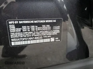 2022 BMW X3 sDrive30i with VIN WBX47DP01NN148035, listed as a Copart auction lot 53548425 with Not Provided miles and Salvage Title. Bid and sale history available at DreamBid. Image 15.