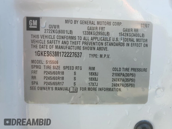 2007 GMC Envoy Denali with VIN 1GKES63M172227637, listed as a Copart auction lot 49858135 with 198,736 mi miles and Salvage Title. Bid and sale history available at carsss.com. Image 13.