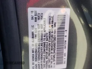 2010 Honda Odyssey EX-L с VIN 5FNRL3H65AB073831, выставлен на аукционе Copart как лот 46909995 с пробегом 143 924 миль миль и Списание • Salvage title. История ставок и продаж доступна на DreamBid. Изображение 15.