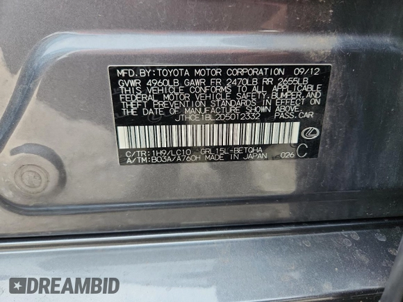 2013 Lexus GS 350 с VIN JTHCE1BL2D5012332, выставлен на аукционе Copart как лот 63753115 с пробегом 118 563 миль миль и Списание • Salvage title. История ставок и продаж доступна на DreamBid. Изображение 12.