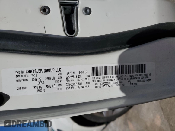2012 Dodge Journey Crew with VIN 3C4PDCDGXCT146909, listed as a Copart auction lot 49216555 with 161,436 mi miles and Salvage title. Bid and sale history available at DreamBid. Image 13.