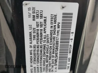 2016 Honda Odyssey Touring Elite with VIN 5FNRL5H97GB038917, listed as a Copart auction lot 54479375 with 165,432 mi miles and Salvage Title. Bid and sale history available at DreamBid. Image 13.