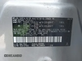 2017 Toyota RAV4 LE z VIN 2T3ZFREV5HW370737, wystawiony jako IAAI lot #41511531 z przebiegiem 109 508 mil mil oraz . Historia ofert i sprzedaży dostępna na DreamBid. Obrazek 9.