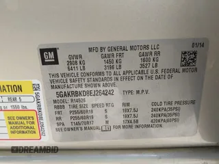 2014 Buick Enclave Leather with VIN 5GAKRBKD8EJ264242, listed as a IAAI auction lot 41770899 with 129,776 mi miles. Bid and sale history available at carsss.com. Image 9.
