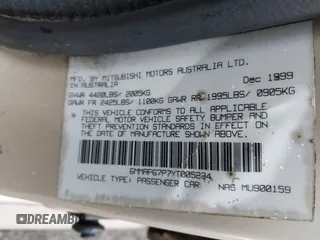 2000 Mitsubishi Diamante LS z VIN 6MMAP67P7YT005234, wystawiony jako IAAI lot #41896098 z przebiegiem 131 852 mil mil oraz . Historia ofert i sprzedaży dostępna na DreamBid. Obrazek 9.