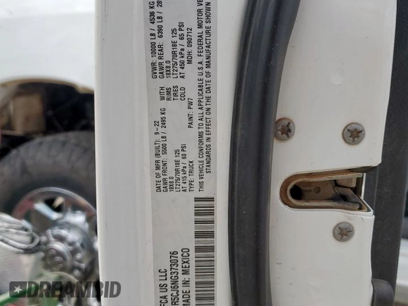 2022 Ram 2500 Tradesman z VIN 3C6UR5CJ6NG373076, wystawiony jako Copart lot #55130025 z przebiegiem 46 317 mil mil oraz Szkoda całkowita • Salvage title. Historia ofert i sprzedaży dostępna na DreamBid. Obrazek 12.