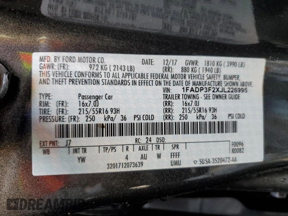 2018 Ford Focus SE with VIN 1FADP3F2XJL226995, listed as a Copart auction lot 53305495 with 86,981 mi miles and Clean Title. Bid and sale history available at carsss.com. Image 12.