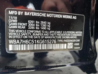2019 BMW 7 Series M760i xDrive with VIN WBA7H6C51KG615276, listed as a Copart auction lot 79597234 with 39,195 mi miles and Salvage Title. Bid and sale history available at carsss.com. Image 12.