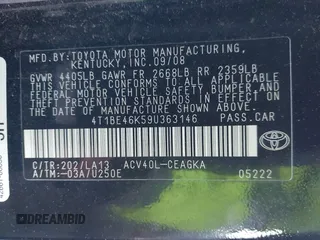 2009 Toyota Camry z VIN 4T1BE46K59U363146, wystawiony jako IAAI lot #42040957 z przebiegiem 112 729 mil mil oraz . Historia ofert i sprzedaży dostępna na DreamBid. Obrazek 9.