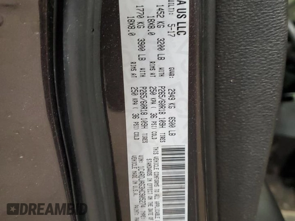 2017 Dodge Durango SXT with VIN 1C4RDJAG3HC905274, listed as a Copart auction lot 58989625 with 87,498 mi miles and Salvage title. Bid and sale history available at DreamBid. Image 14.