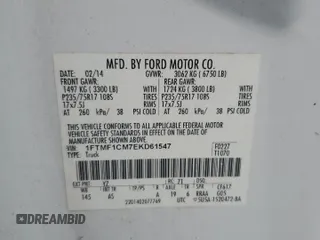 2014 Ford F-150 XL with VIN 1FTMF1CM7EKD61547, listed as a Copart auction lot 74311804 with 175,203 mi miles and Salvage title. Bid and sale history available at DreamBid. Image 13.