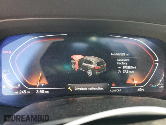 2022 BMW X5 xDrive40i with VIN 5UXCR6C07N9K73293, listed as a Copart auction lot 52586105 with 67,528 mi miles and Salvage Title. Bid and sale history available at DreamBid. Image 9.